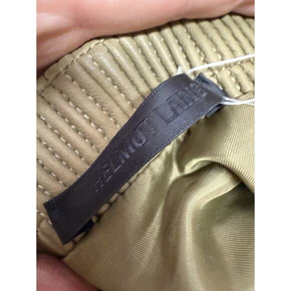 NWT Helmut Lang Olive Lambskin Fringe Mini Skirt S Western Boho Festival Leather - Picture 11 of 13